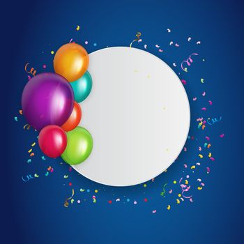 Color Glossy Happy Birthday Balloons Banner Background Vector Illustration EPS10