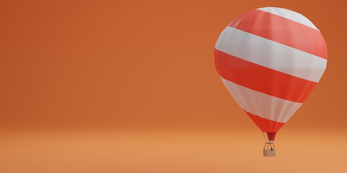 White and red balloon on orange background travel concept. 3d rendering