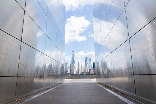 Jersey City, United States of America - September 24, 2019: The Empty Sky Memorial, the official New Jersey memorial to the state's victims of the September 11 attacks.