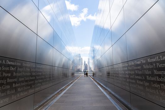 Jersey City, United States of America - September 24, 2019: The Empty Sky Memorial, the official New Jersey memorial to the state's victims of the September 11 attacks.