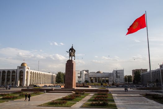 Bishkek, Kyrgyzstan - September 30, 2014: Ala-Too Square in the city centre