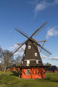 Copenhagen, Denmark - February 26, 2016: Historical windmill at the Kastellet fortress