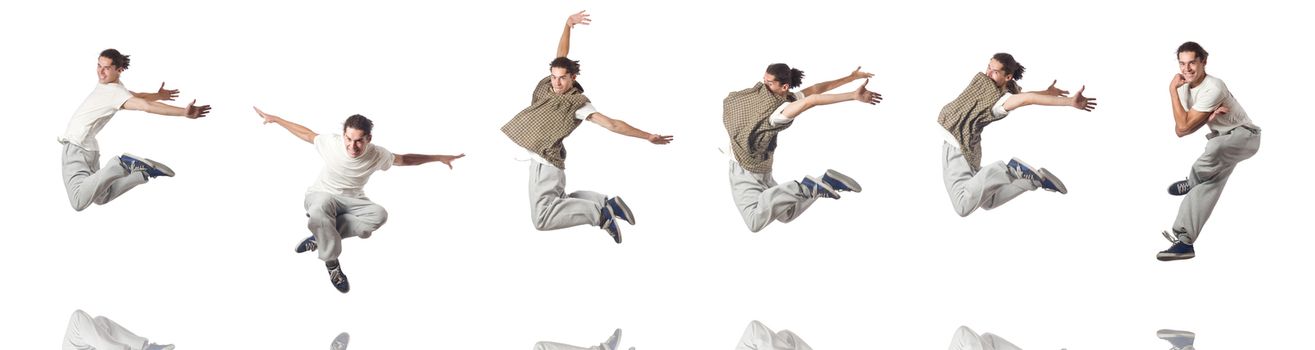 Man dancing isolated on the white