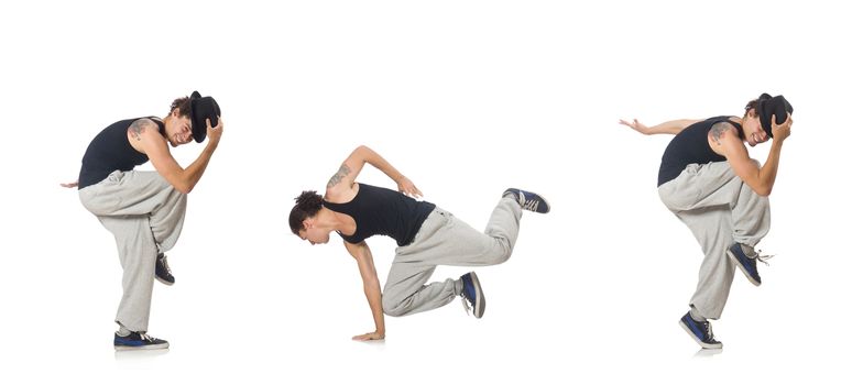 Man dancing isolated on the white