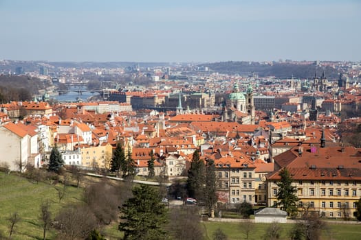 Prague, Czech Republic - March 16, 2017: View over the city from Strahov Monastery.