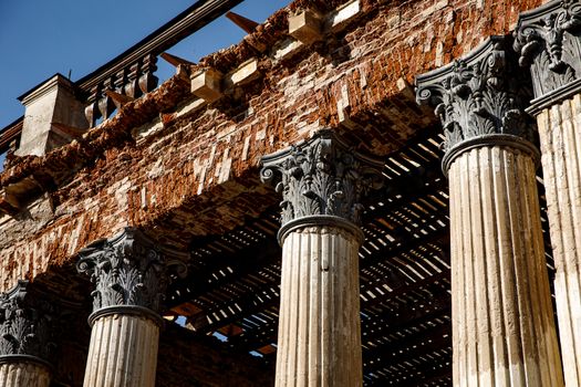 Old columns of an old ruined building