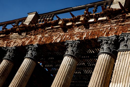 Old columns of an old ruined building