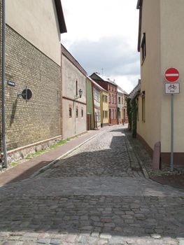 Street scene in Roebel, Mecklenburg-Western Pomerania, Germany.