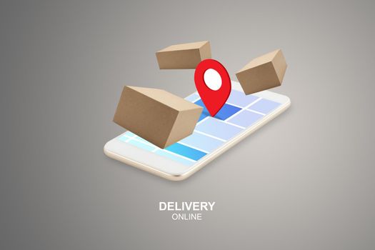 Fast express delivery package for shopping online on phone, app service online to internet with smartphone, new normal business and lifestyle, shipping and logistic on mobile technology concept.