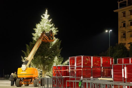 Night view of festive instalments at the southern part of main city square.