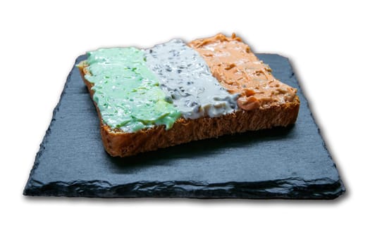 a delicious fresh bread with herb cream for the breakfast