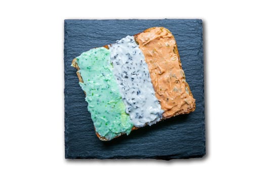 a delicious fresh bread with herb cream for the breakfast