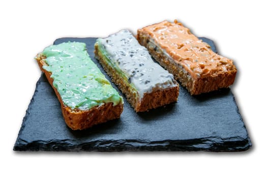 a delicious fresh bread with herb cream for the breakfast