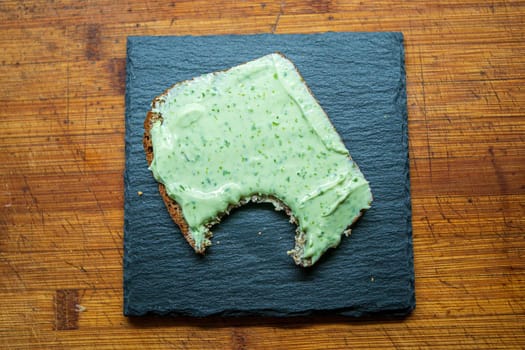 a delicious fresh bread with herb cream for the breakfast