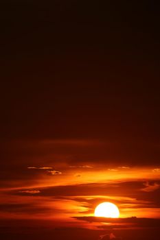 sun dawn back on morning sky silhouette cloud on sea