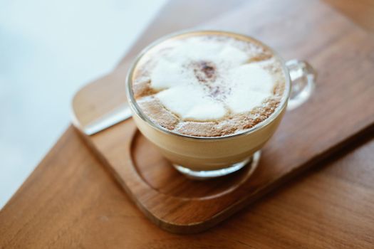 hot cappuccino mocha coffee with latte art