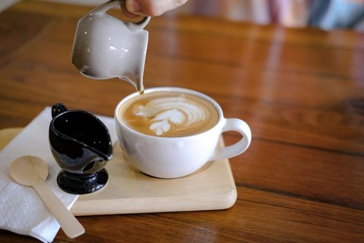 hot cappuccino mocha coffee with latte art