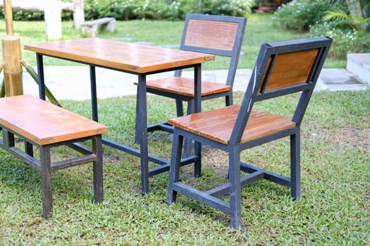 wooden chair seat in garden park