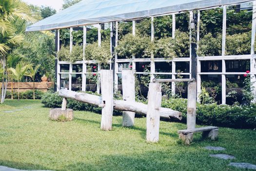 gazebo pergola for growing plant tree in garden