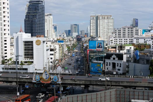 Bangkok, Thailand - November 30, 2020: Traffic in Rajaprarop area in Bangkok, Thailand on November 30, 2020.