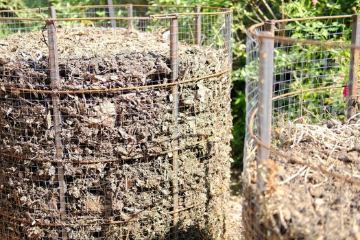 organic compost heap. fertilizer production for soil cultivation