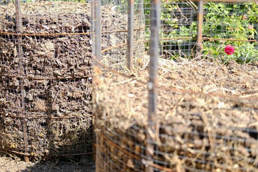 organic compost heap. fertilizer production for soil cultivation