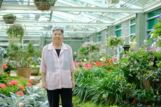 asian old elderly elder woman resting relaxing in garden. senior leisure lifestyle
