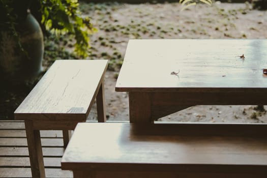 wooden chair seat in garden park
