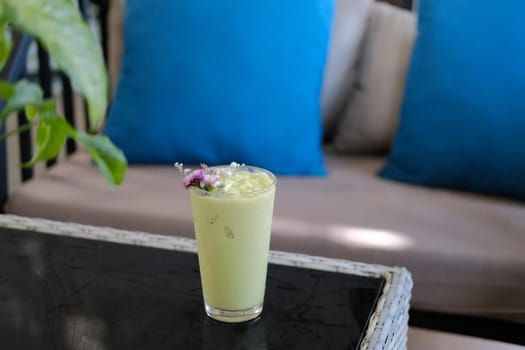 blended avocado fruit smoothie milkshake with milk yogurt