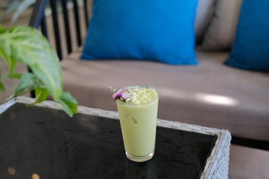 blended avocado fruit smoothie milkshake with milk yogurt