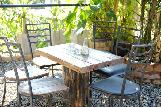 wooden chair seat for resting in garden at home