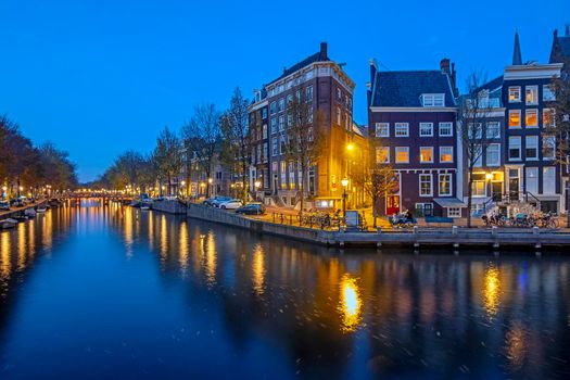 Beautiful sunset at the Keizersgracht in Amsterdam the Netherlands