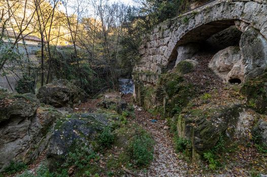 ancient bridge of the bull along the black river of terni