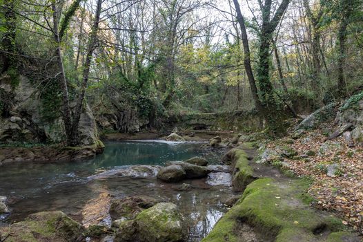 ancient bridge of the bull along the black river of terni