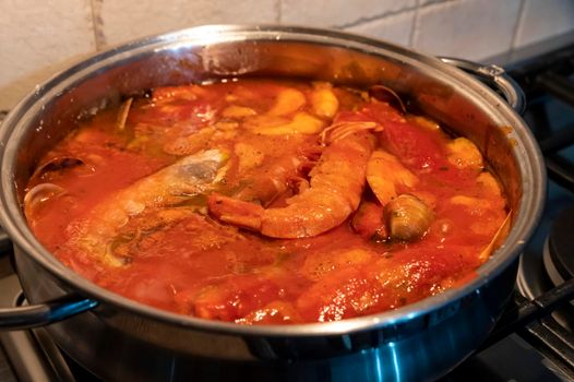 tomato fish soup with seafood