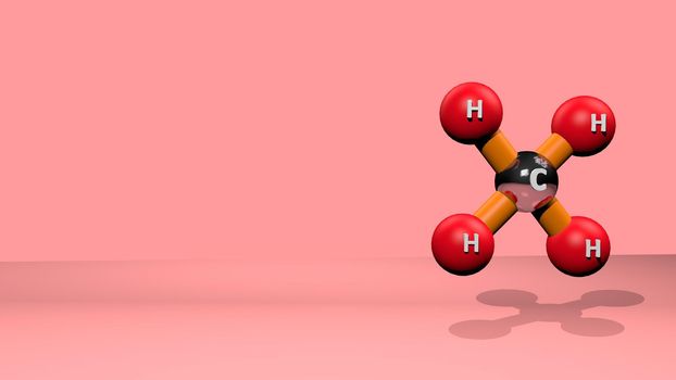 3d illustration of molecule model. Science background with chemical formulas against a colored background