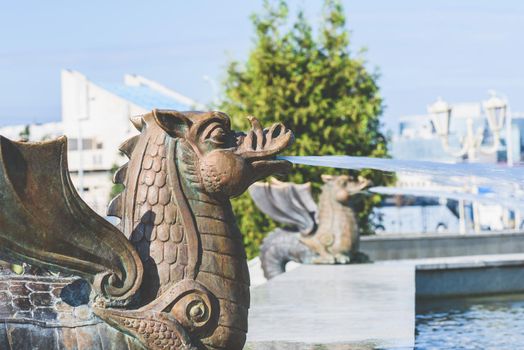 Dragon fountain in park of Kazan city