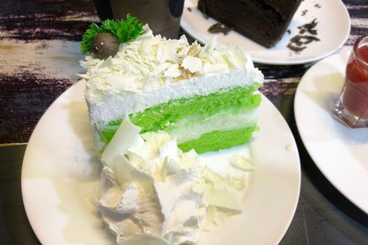 Coconut cake white choc cheese green tea