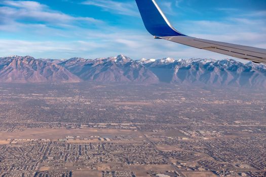 Aerial view from airplane over reno nevada