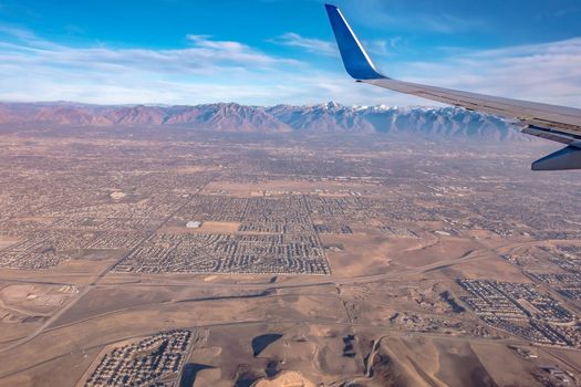 Aerial view from airplane over reno nevada