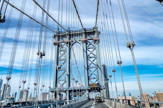 manhattan bridge and new york city skyline