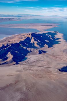 flying over pyramid lake near reno nevada 