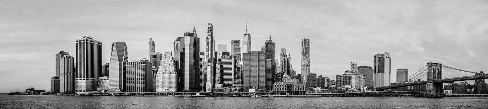 new york city manhattan skyline on a cloudy day in november