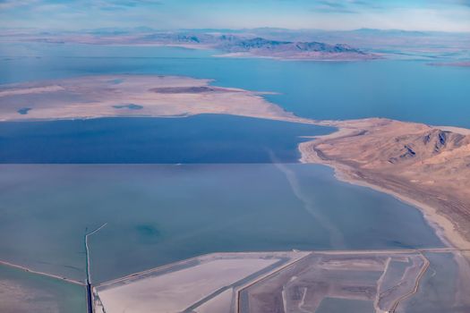 flying over pyramid lake near reno nevada 