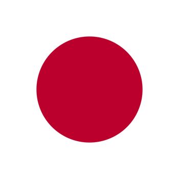 Square Japanese flag. Official state symbol of country. Official colors.