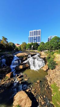 Street scenes around falls park in greenville south carolina