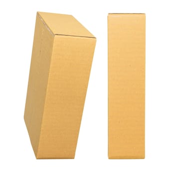 Mockup for design. Closed Brown cardboard box isolated on white background