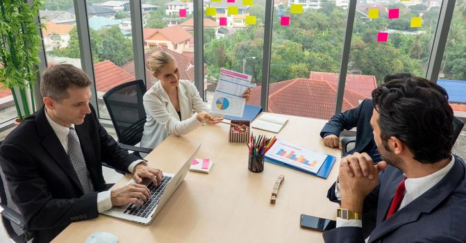 Multiethnic diverse group of business coworkers in team meeting discussion