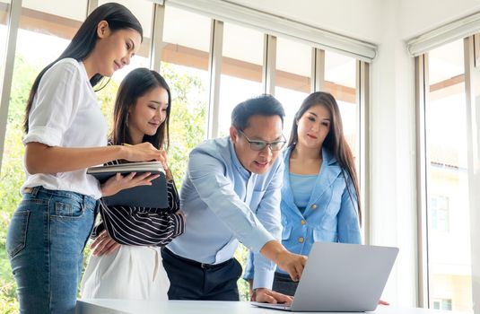 Multiethnic diverse group of business coworkers in team meeting discussion