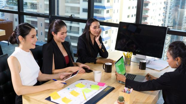 Multiethnic diverse group of business coworkers in team meeting discussion